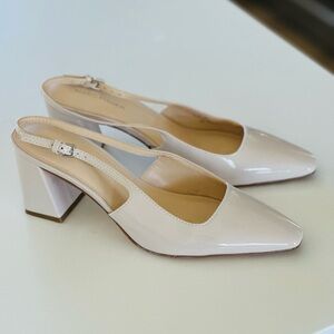 Marc Fisher Cream Block Heel Slingbacks
